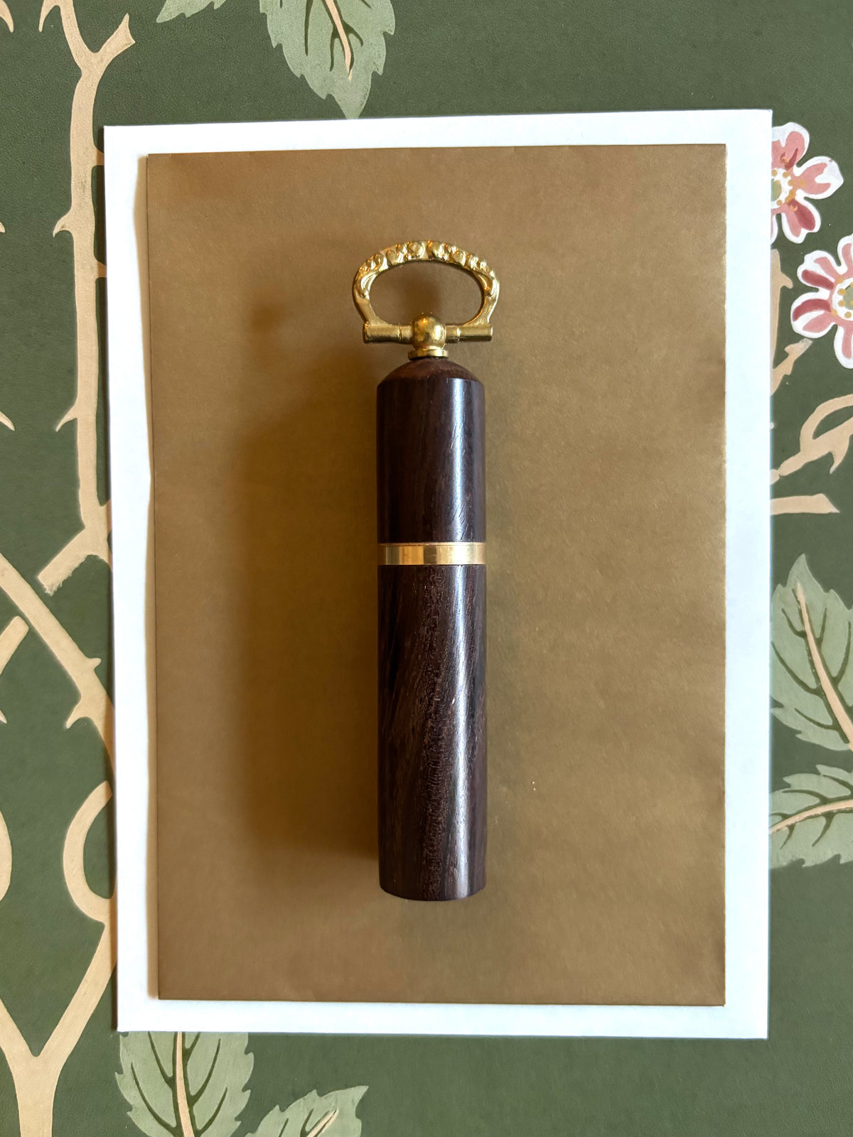 Wood and Brass Needle Holder